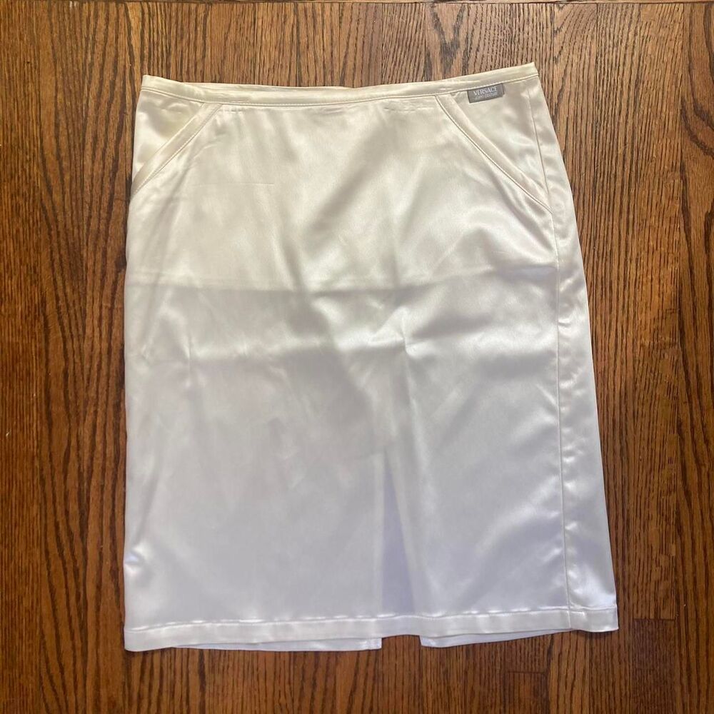 vintage Versace cream white slip skirt
